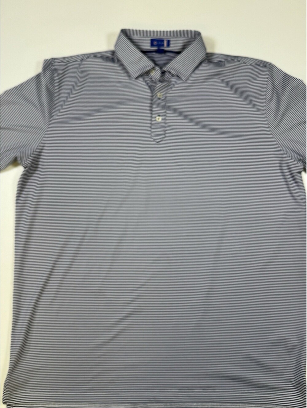 STITCH Golf Polo Shirt Mens XL Navy White Stripe Performance Stretch Peru